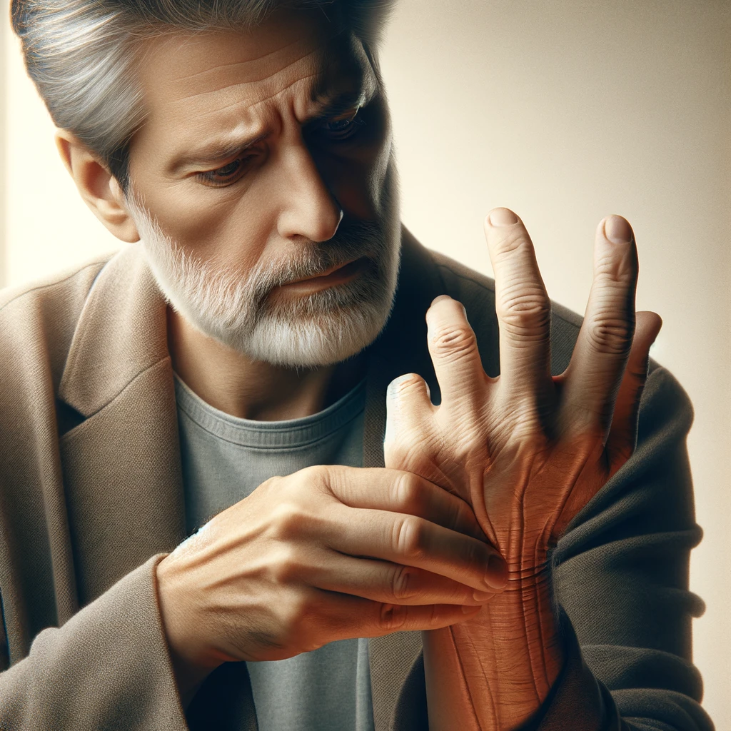 man with hand pain